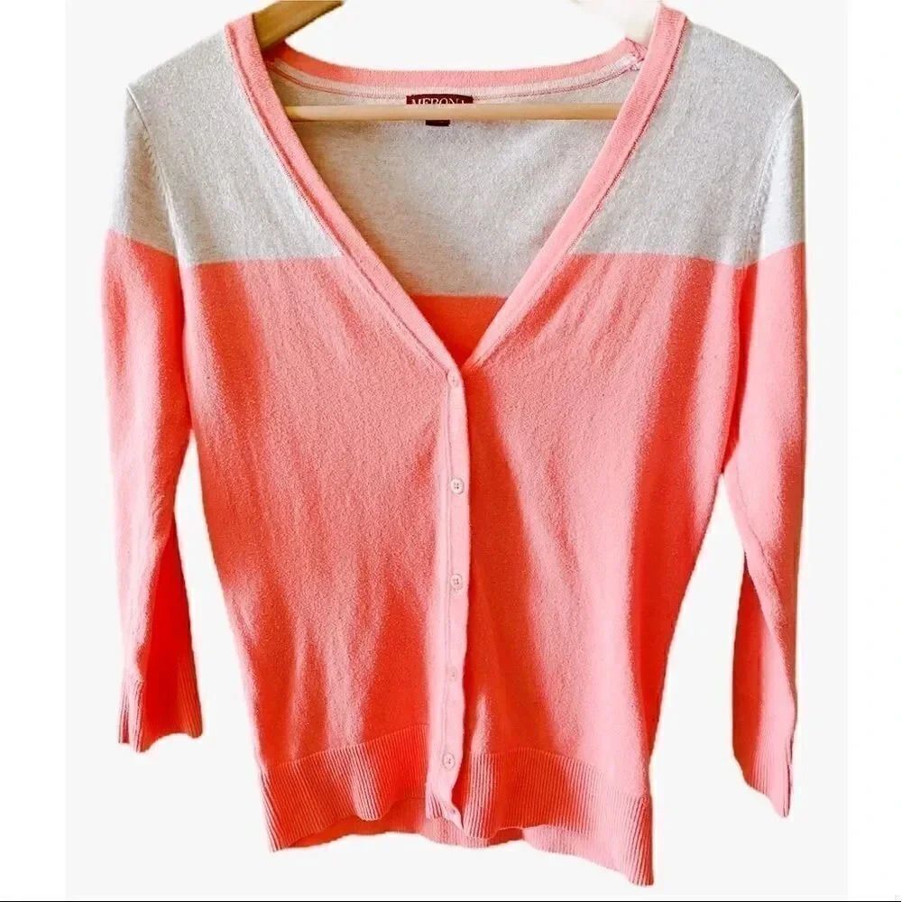 Merona Long Sleeves  Button Down Color Block Cardigan SP #1413
